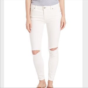 Free People Off White Busted Knee Skinny Jeans